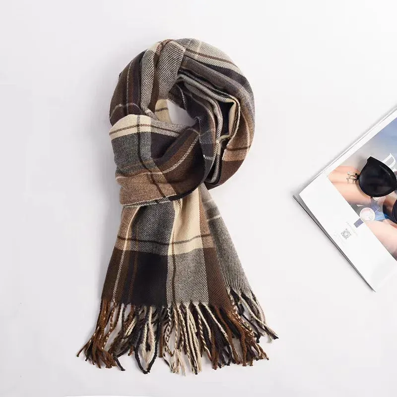 Checkered Wool Scarf | Women's Winter Cashmere Shawl | Warm & Stylish Design | EnigmaParis