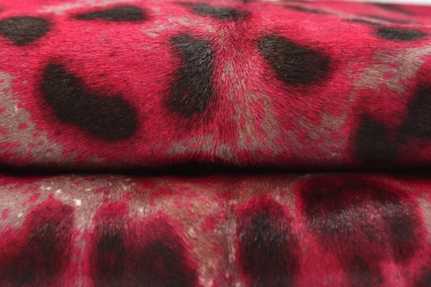 Cherry Leopard Patterned Ponyskin