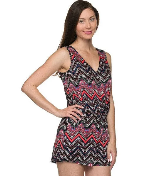 Chevron Print Romper | Black