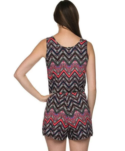 Chevron Print Romper | Black