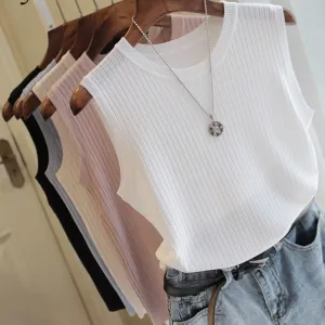 Chic Casual Knitted O-neck Thin Tank Vest