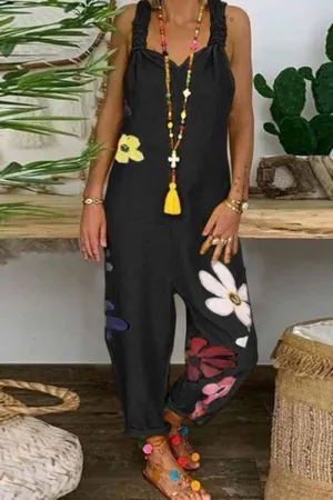 Chicindress Black Print sleeveless jumpsuit