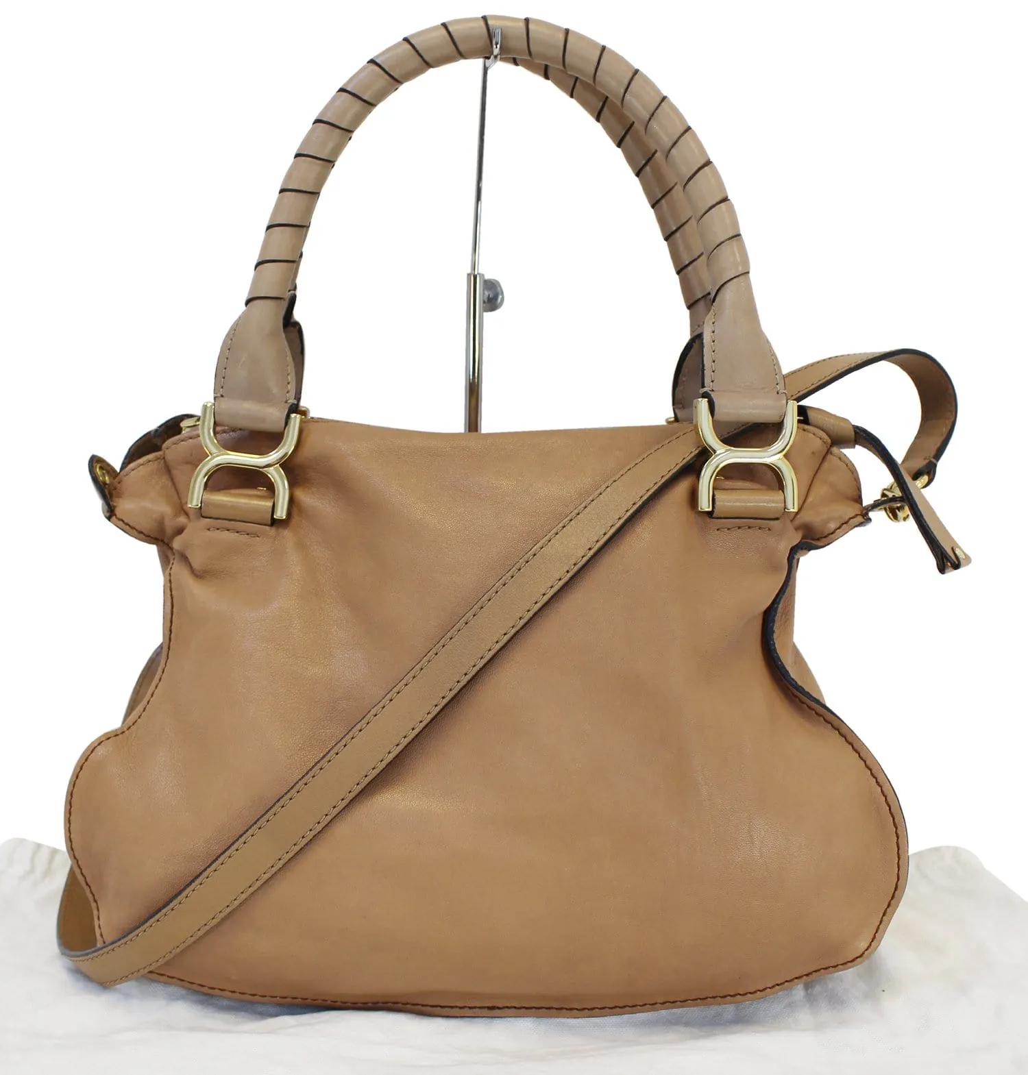 CHLOE Marcie Lock 2way Leather Brown Satchel Bag