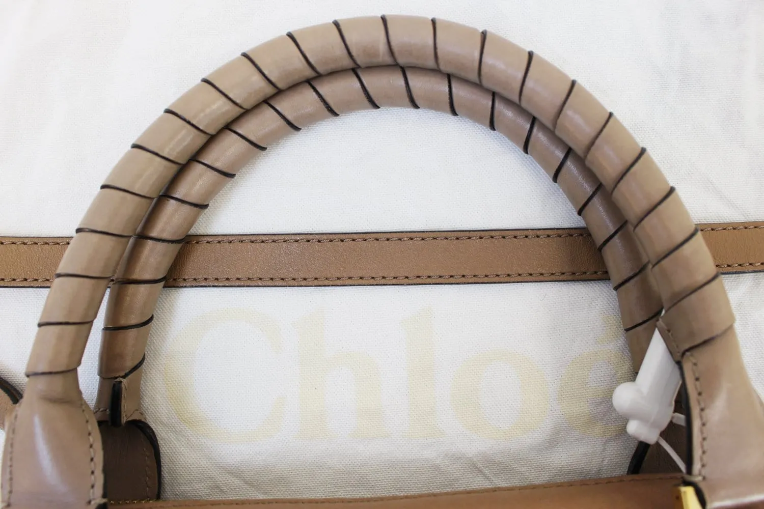 CHLOE Marcie Lock 2way Leather Brown Satchel Bag
