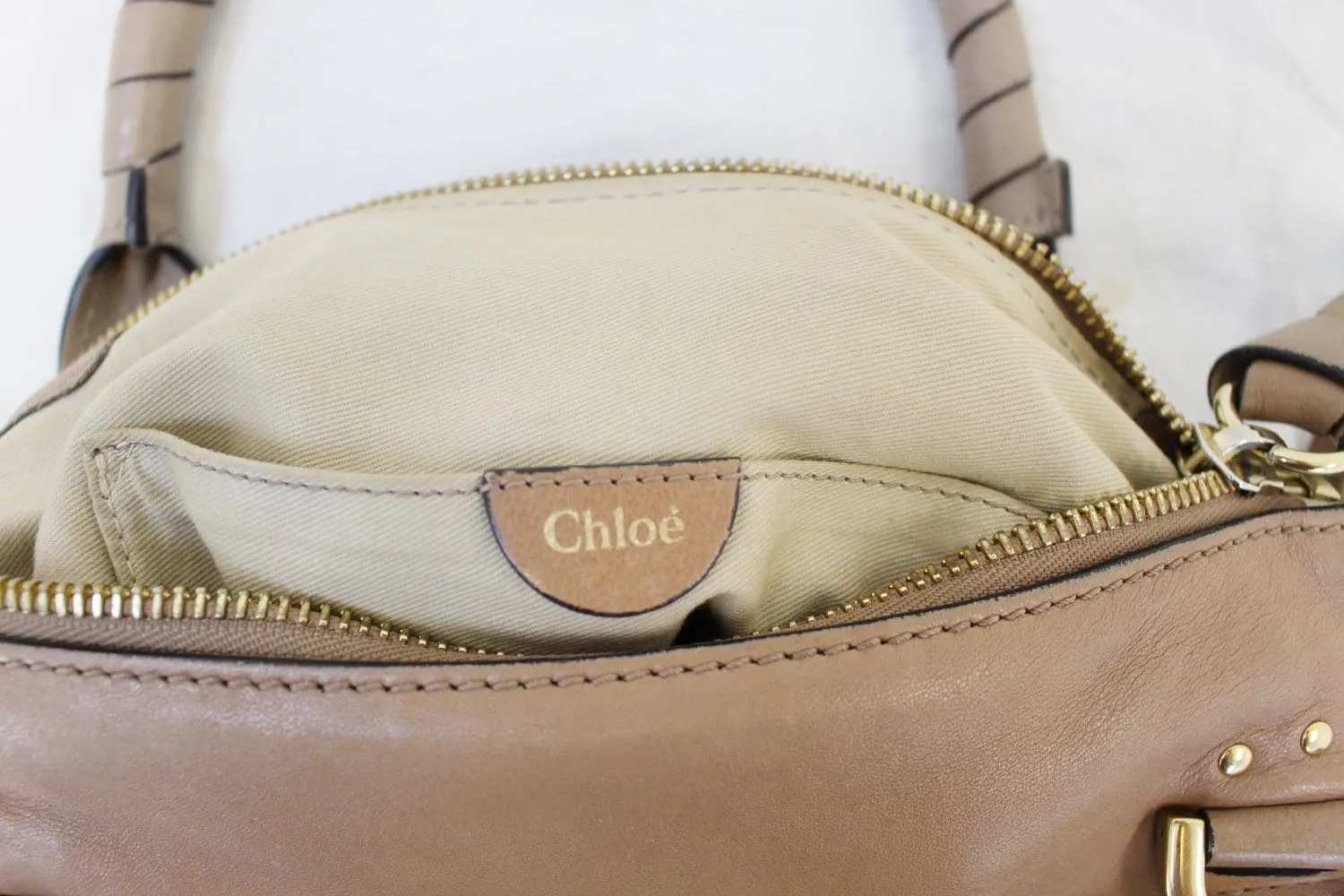 CHLOE Marcie Lock 2way Leather Brown Satchel Bag
