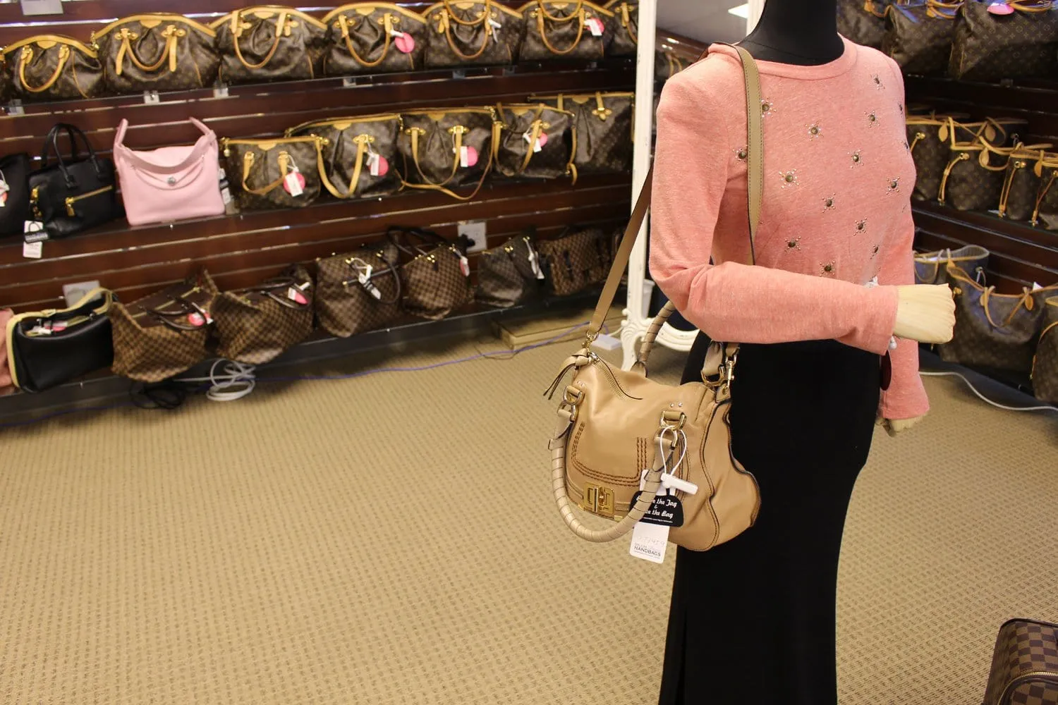 CHLOE Marcie Lock 2way Leather Brown Satchel Bag