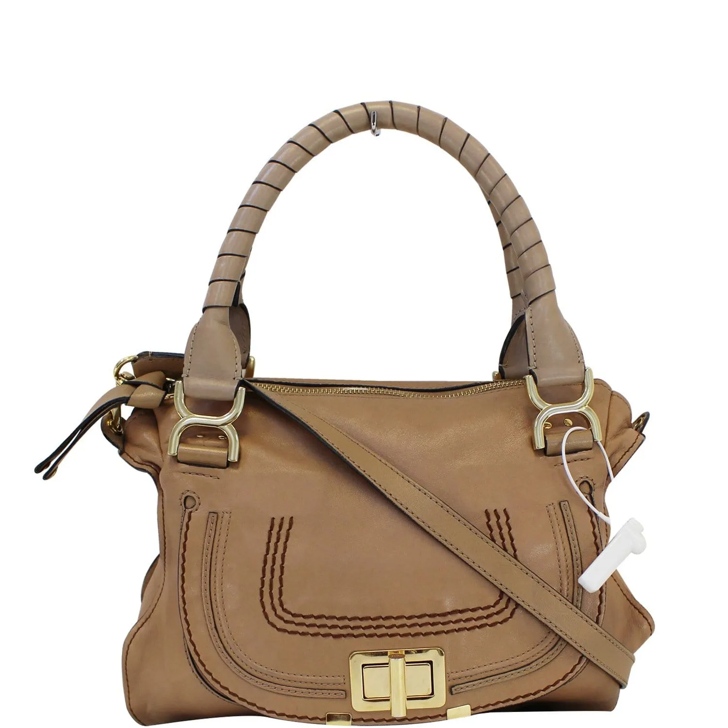 CHLOE Marcie Lock 2way Leather Brown Satchel Bag