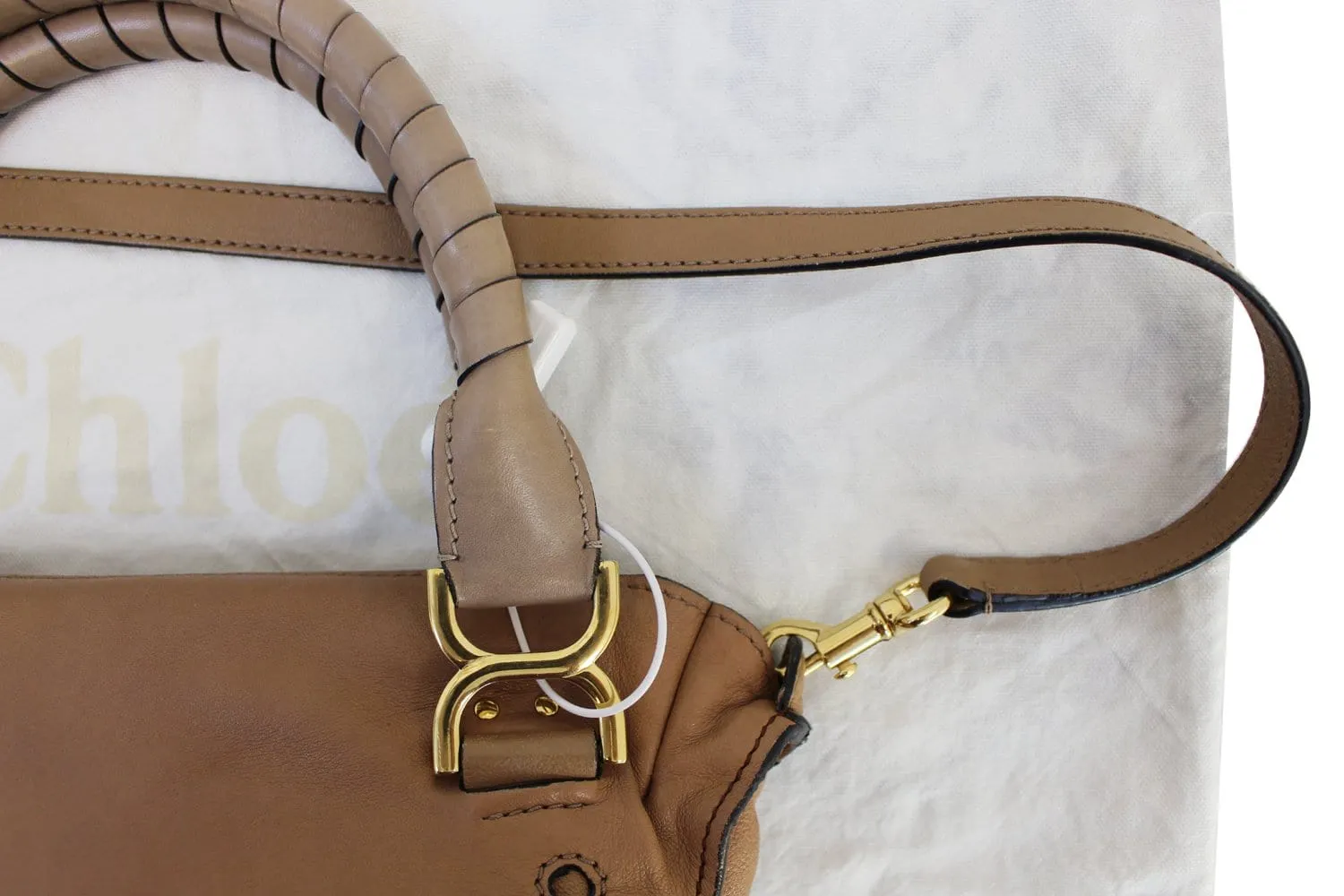 CHLOE Marcie Lock 2way Leather Brown Satchel Bag
