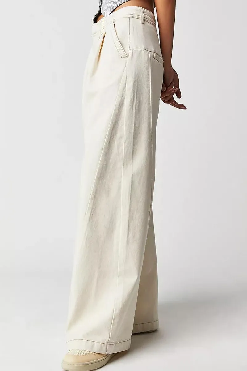 Chouyatou Women's Boyfriend Denim Cargo Pants Y2K Baggy Wide Leg Casual Dressy Jeans Culottes