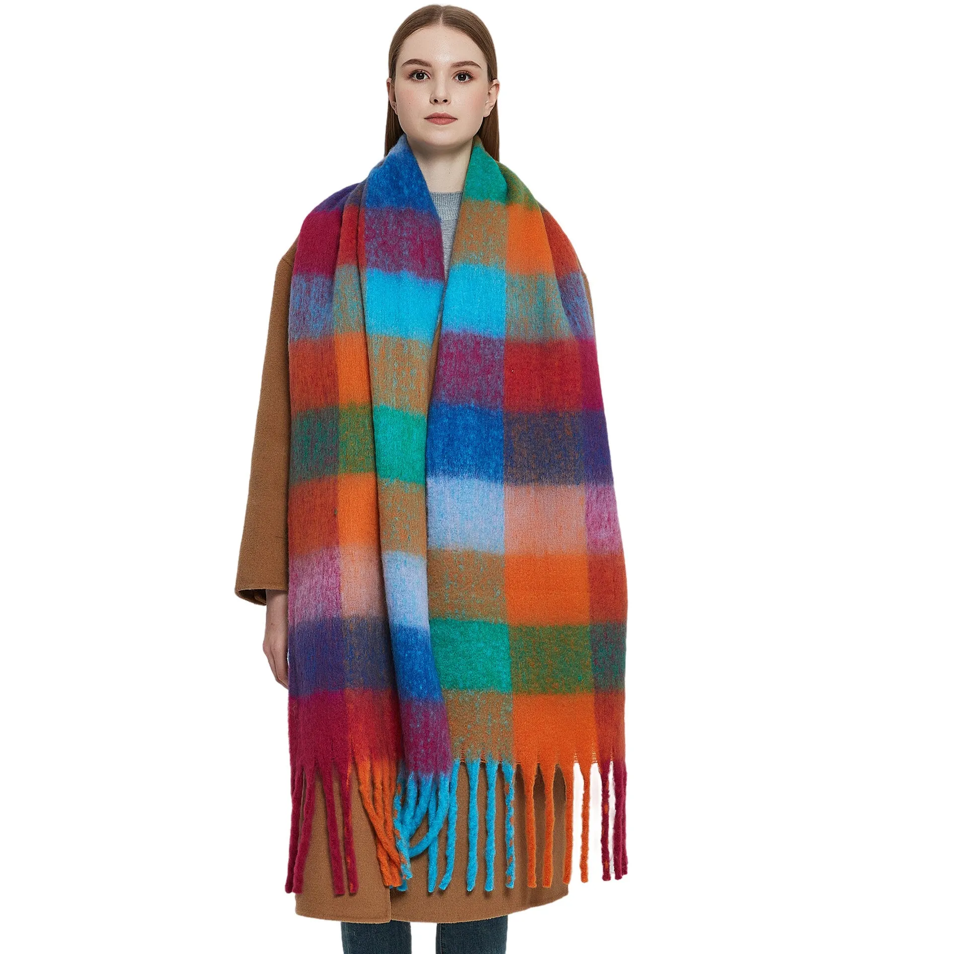 Coloful Plaid Tassel Scarves DPKS1012