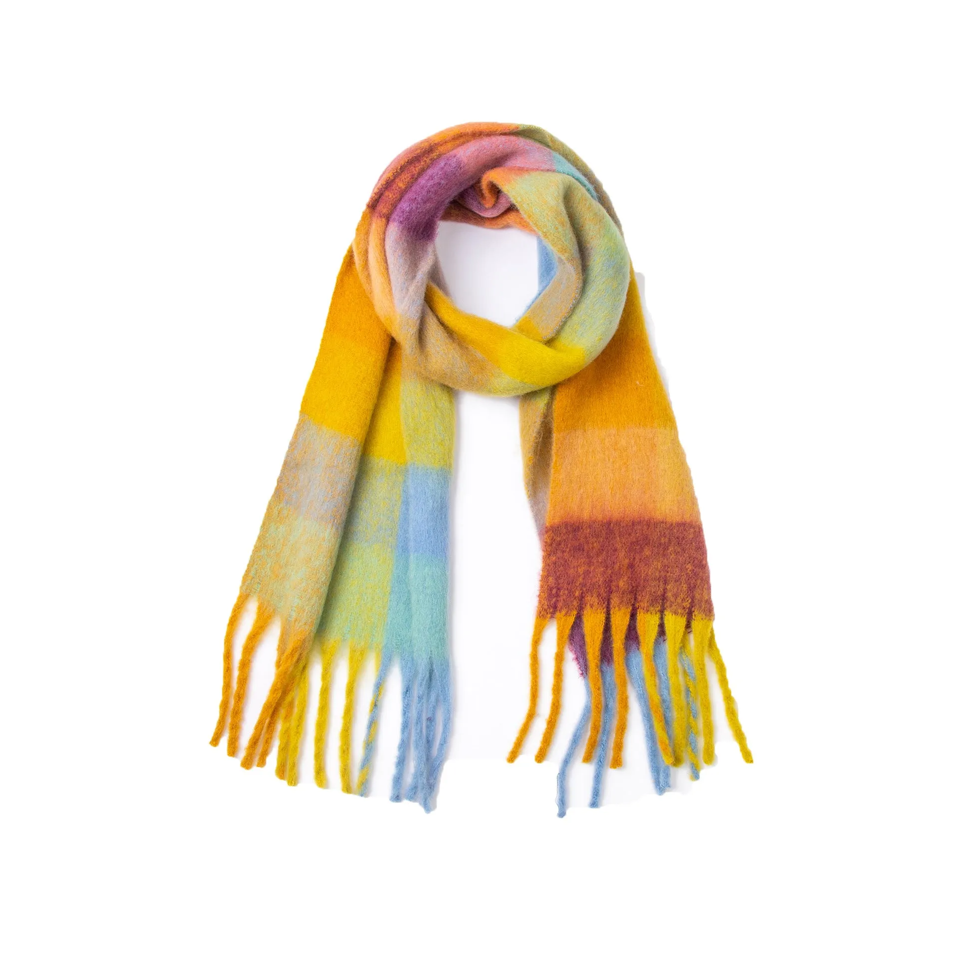 Coloful Plaid Tassel Scarves DPKS1012