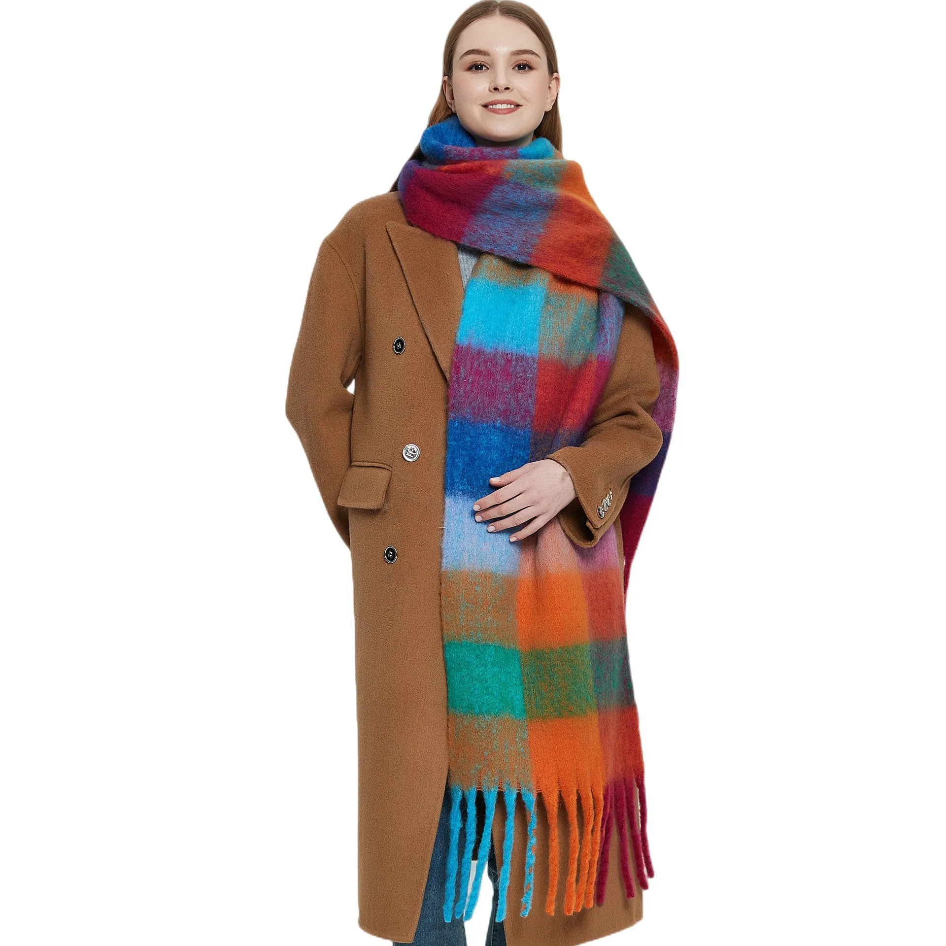 Coloful Plaid Tassel Scarves DPKS1012