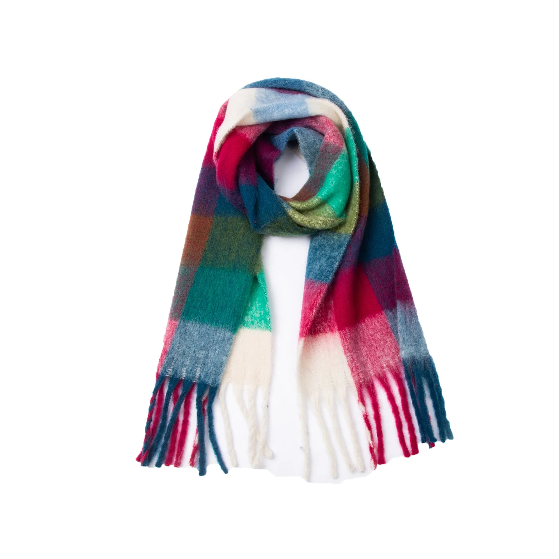 Coloful Plaid Tassel Scarves DPKS1012