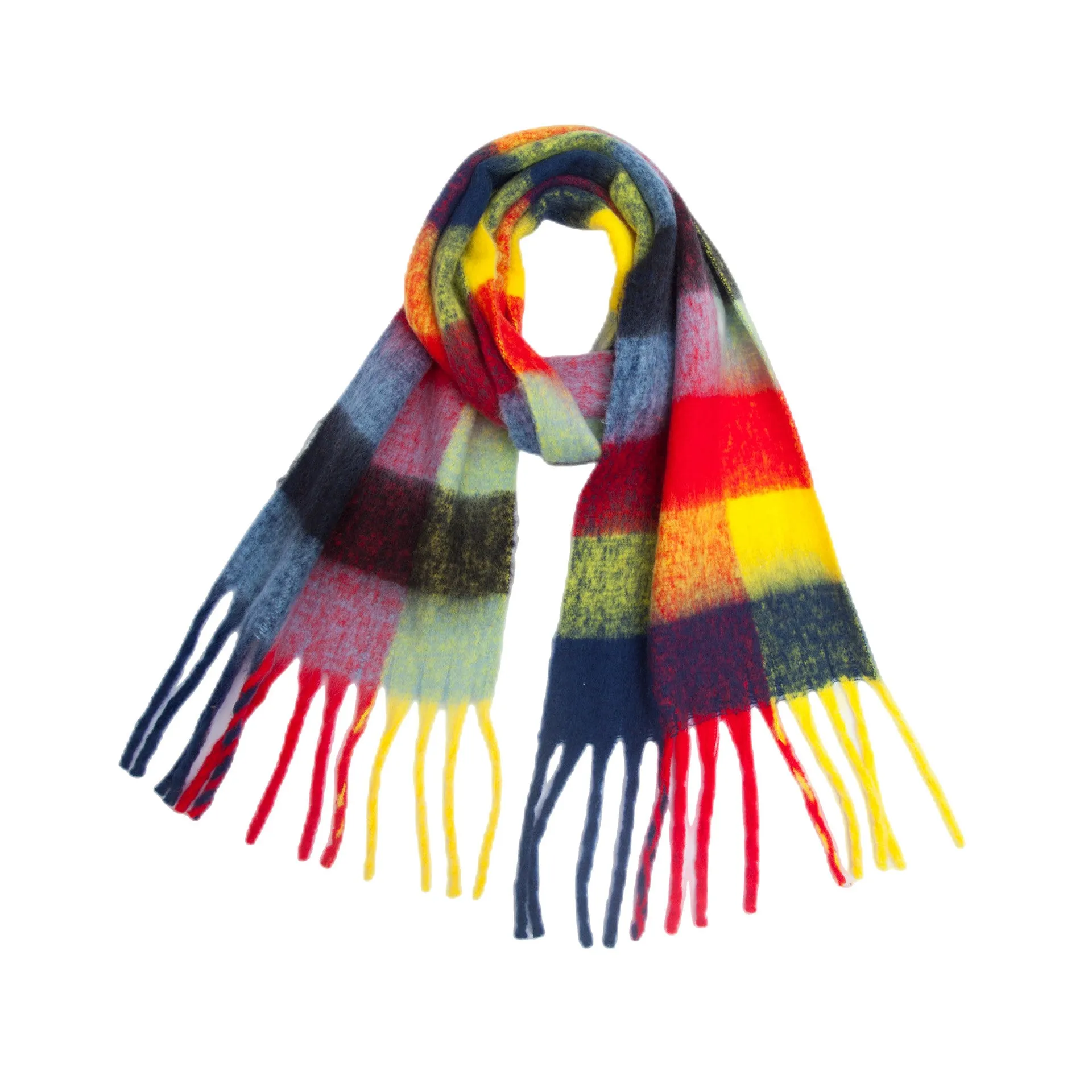 Coloful Plaid Tassel Scarves DPKS1012