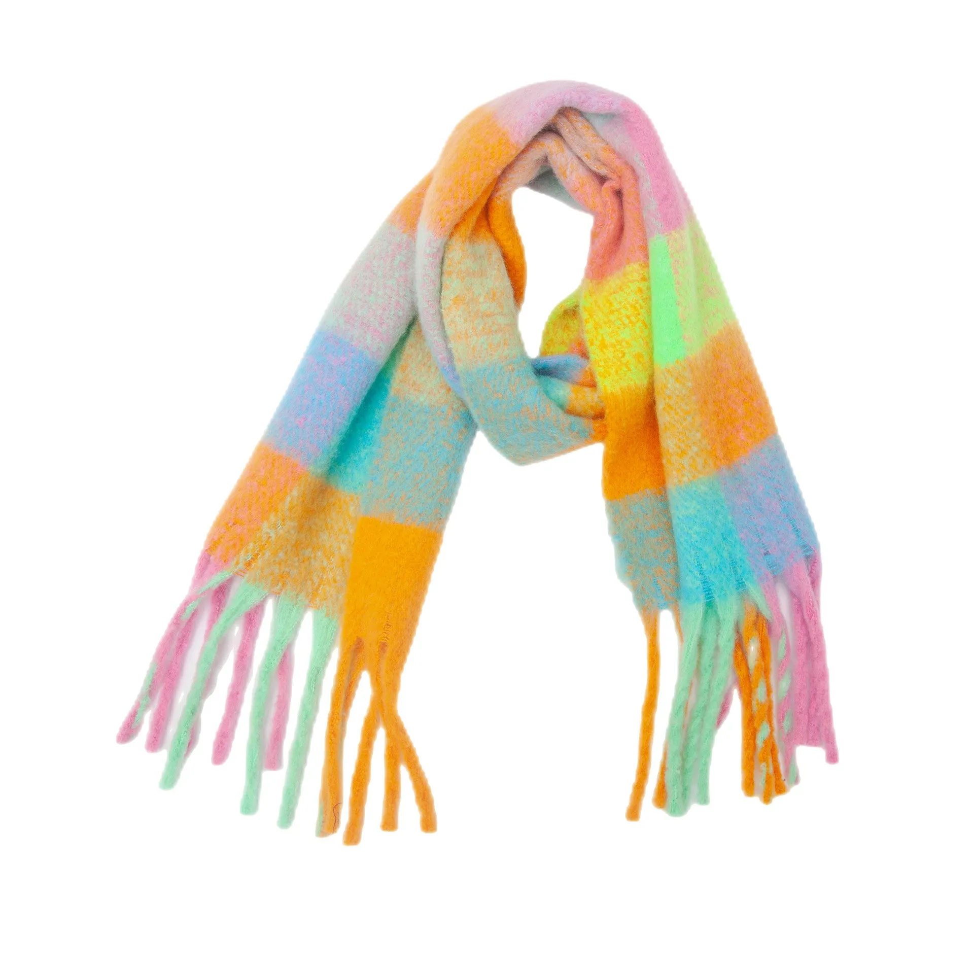 Coloful Plaid Tassel Scarves DPKS1012