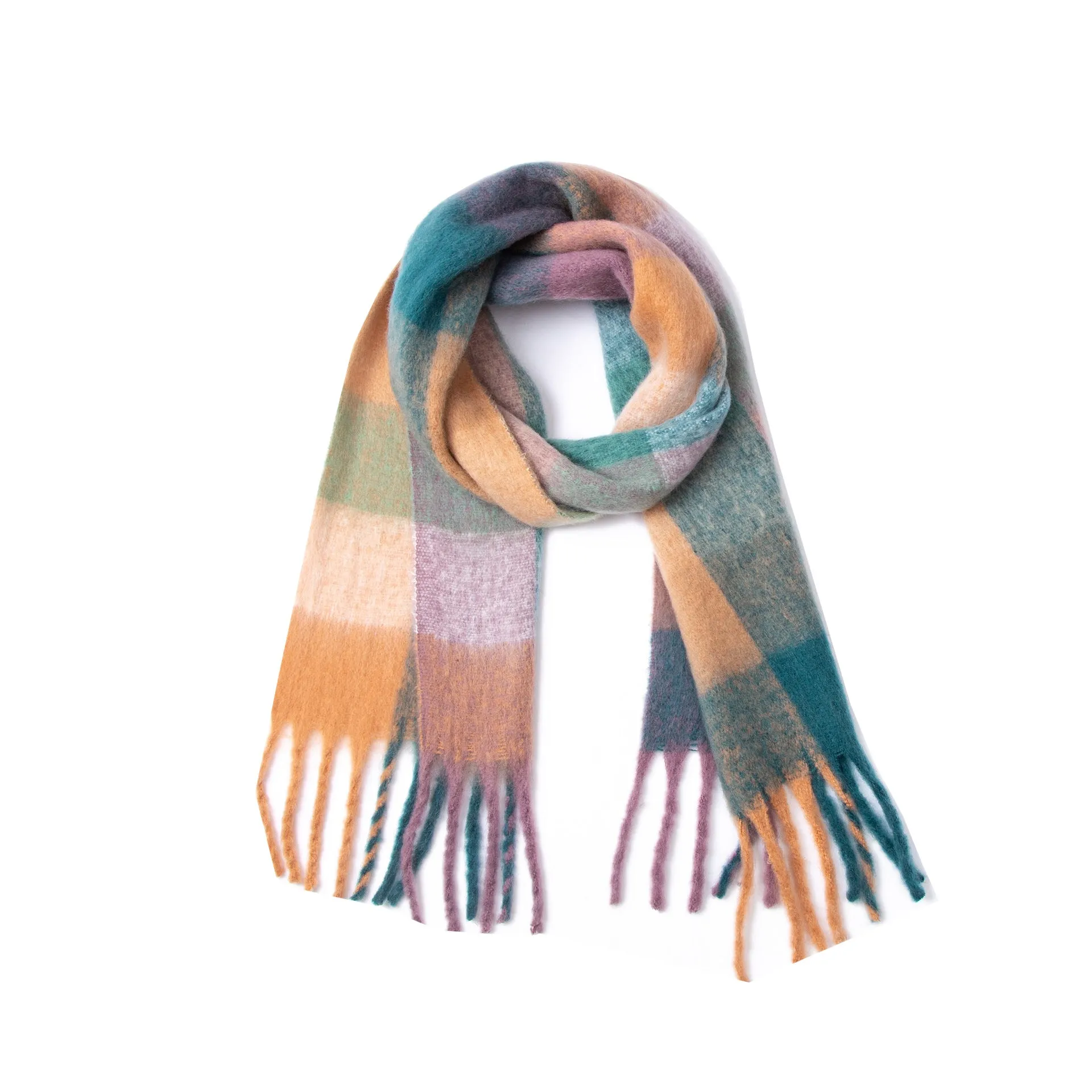 Coloful Plaid Tassel Scarves DPKS1012