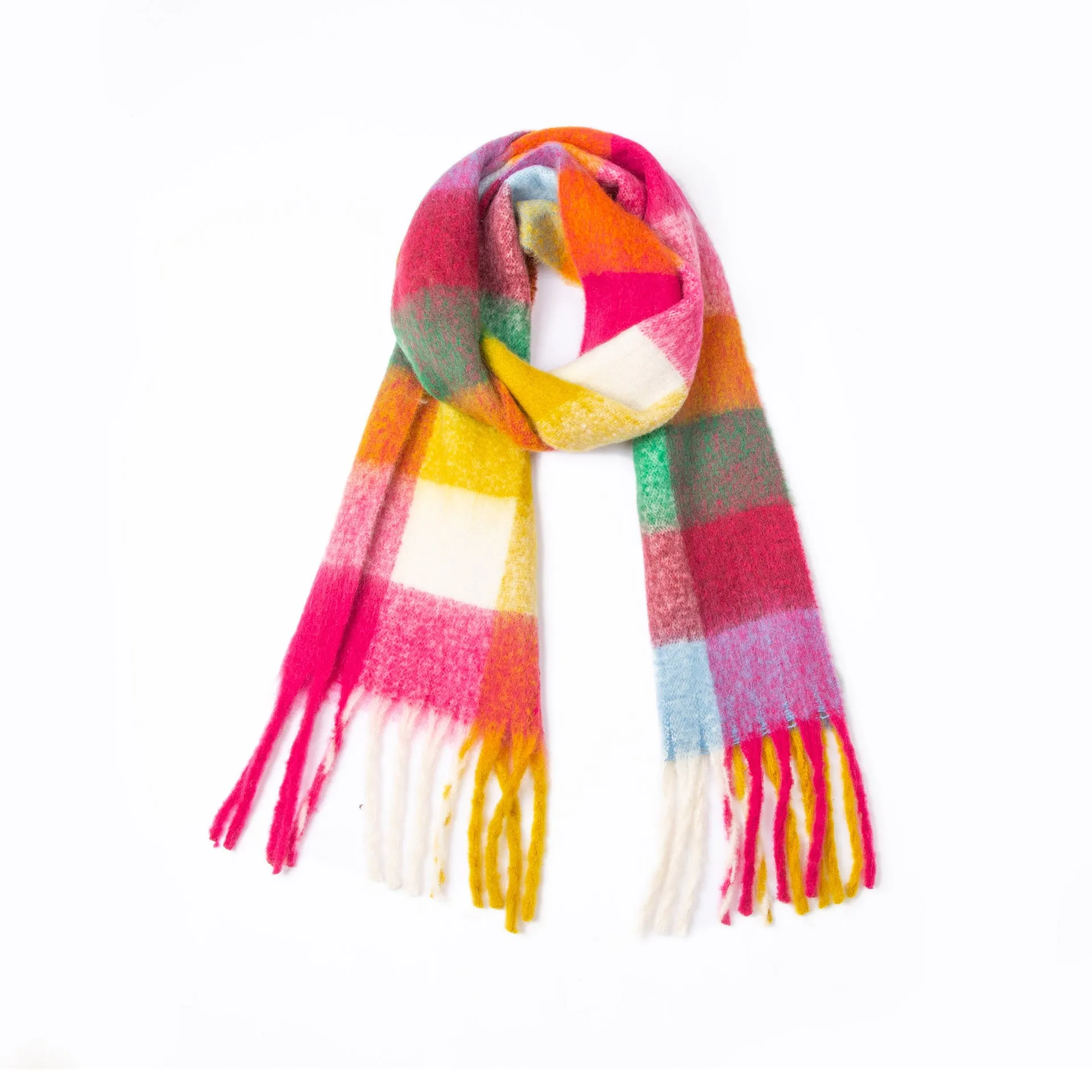 Coloful Plaid Tassel Scarves DPKS1012