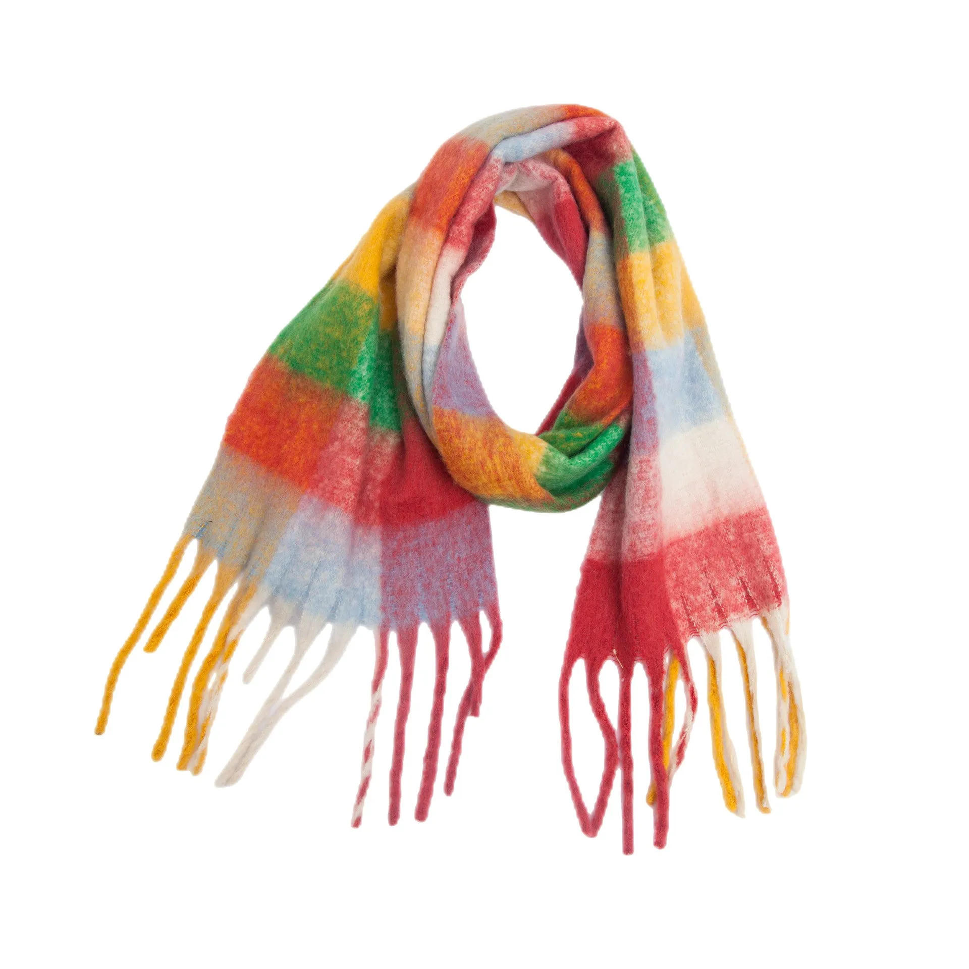 Coloful Plaid Tassel Scarves DPKS1012