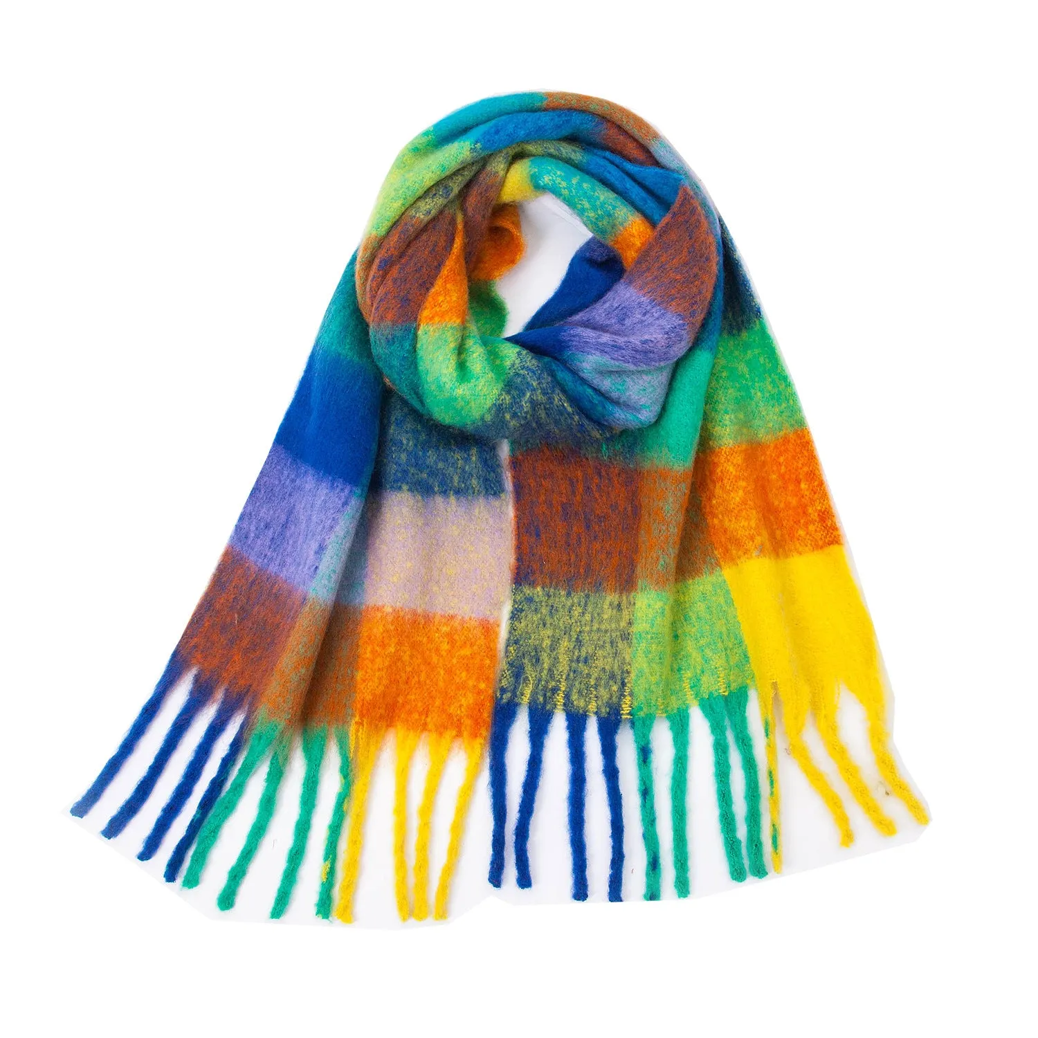 Coloful Plaid Tassel Scarves DPKS1012