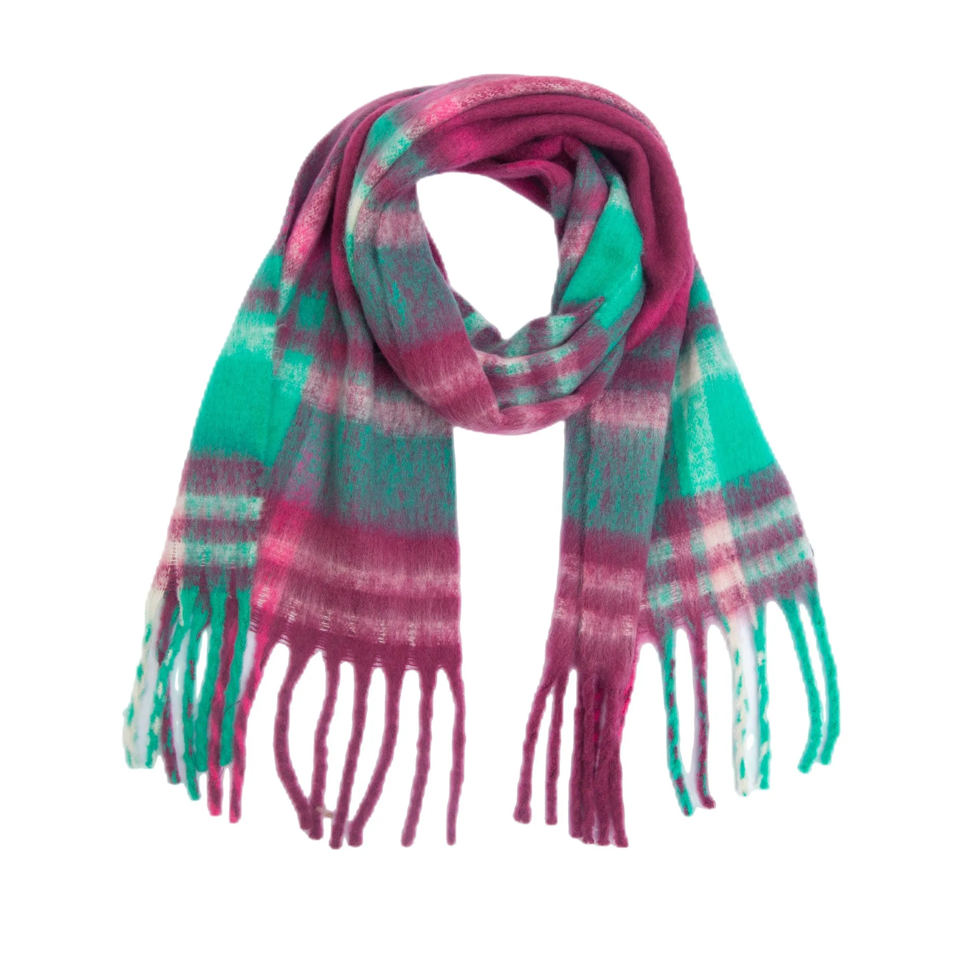 Coloful Plaid Tassel Scarves DPKS1012