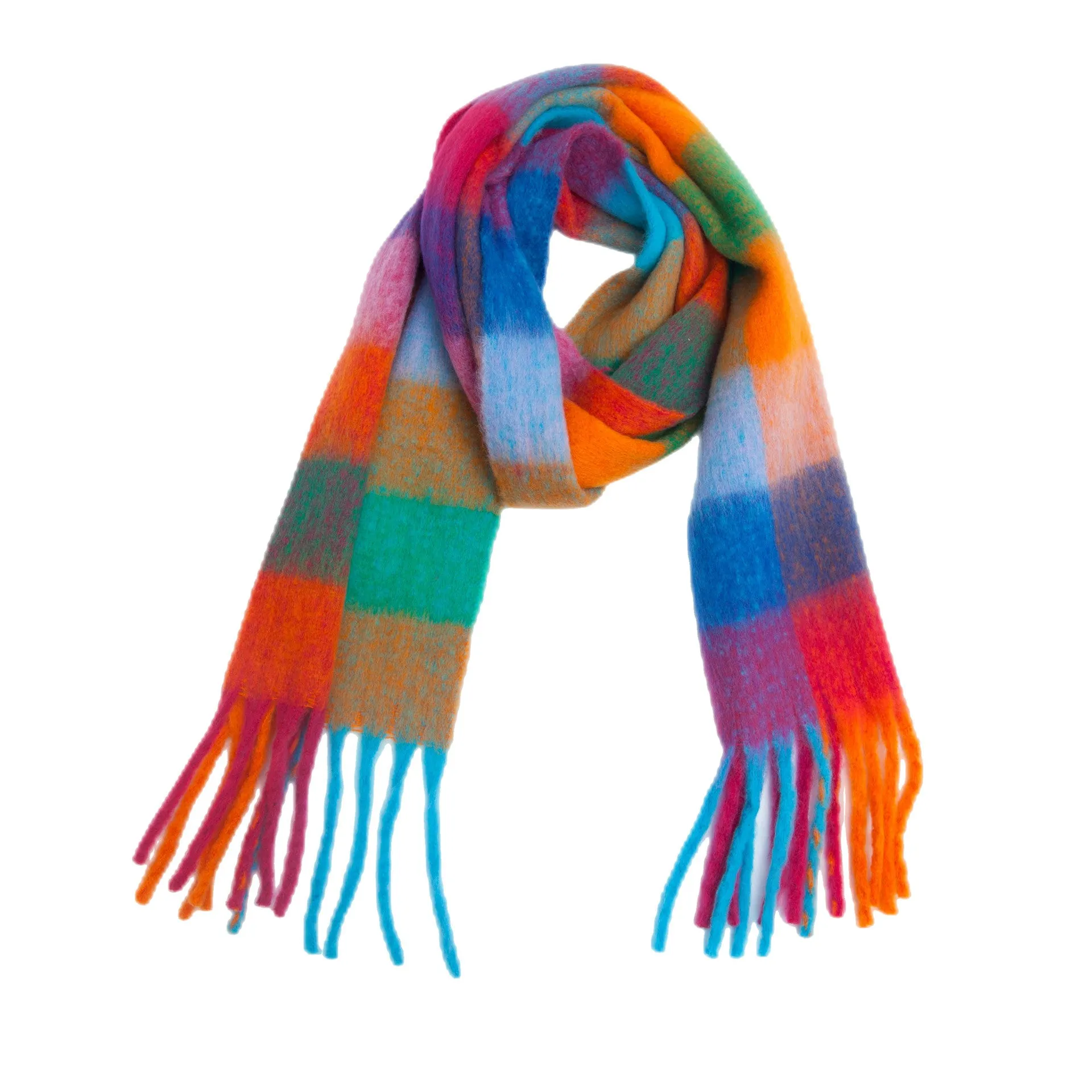 Coloful Plaid Tassel Scarves DPKS1012