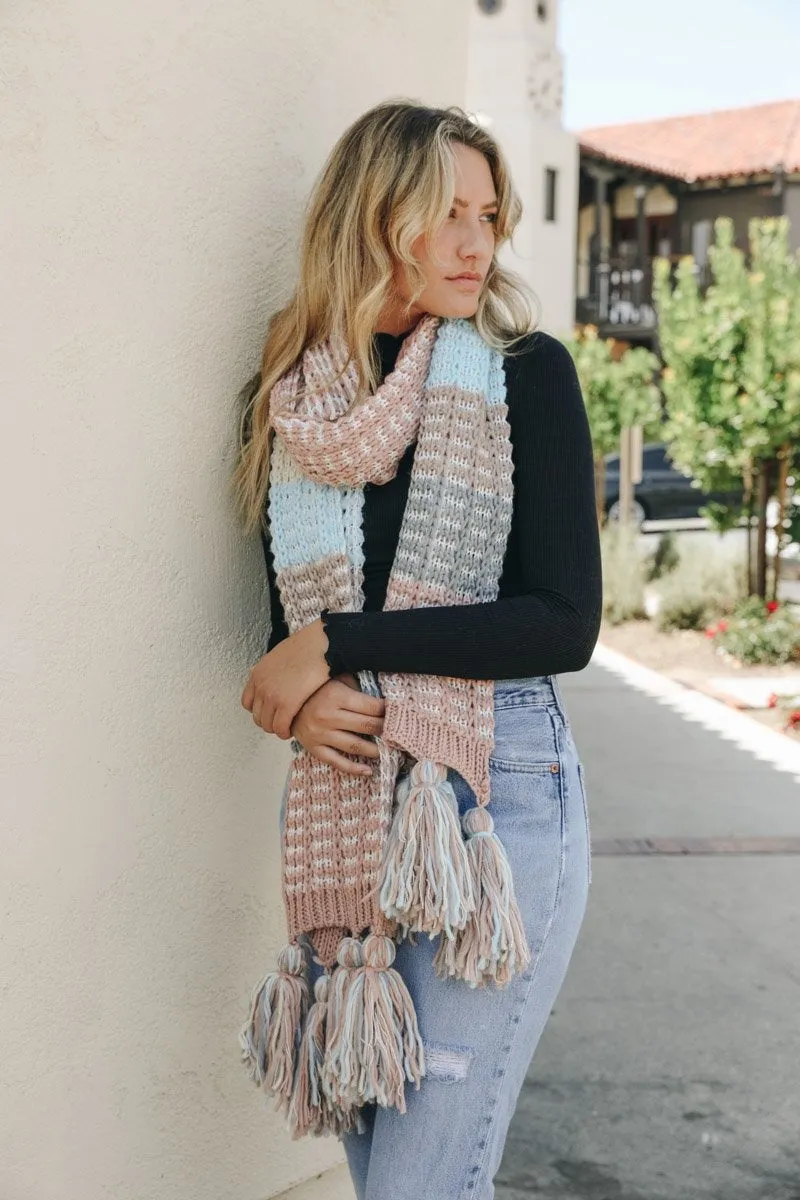 Colorblock Contrast Knit Scarf (2 colors)