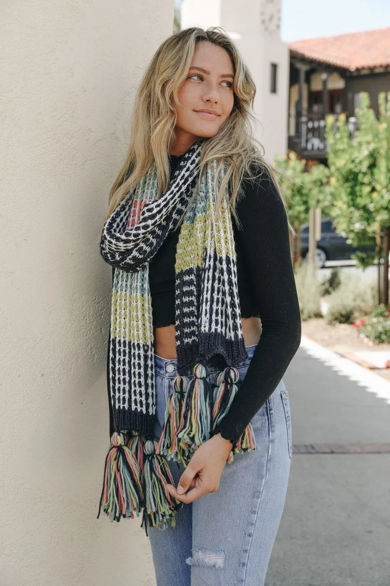 Colorblock Contrast Knit Scarf (2 colors)
