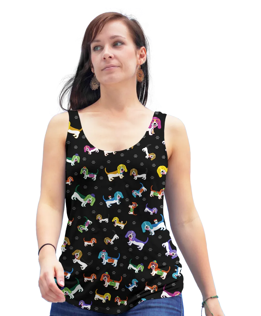 Colorful Basset Hound Racerback Tank Top