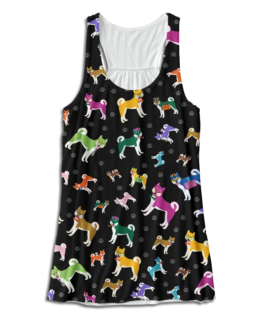 Colorful Shiba Inu Racerback Tank Top