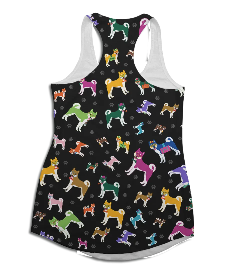 Colorful Shiba Inu Racerback Tank Top