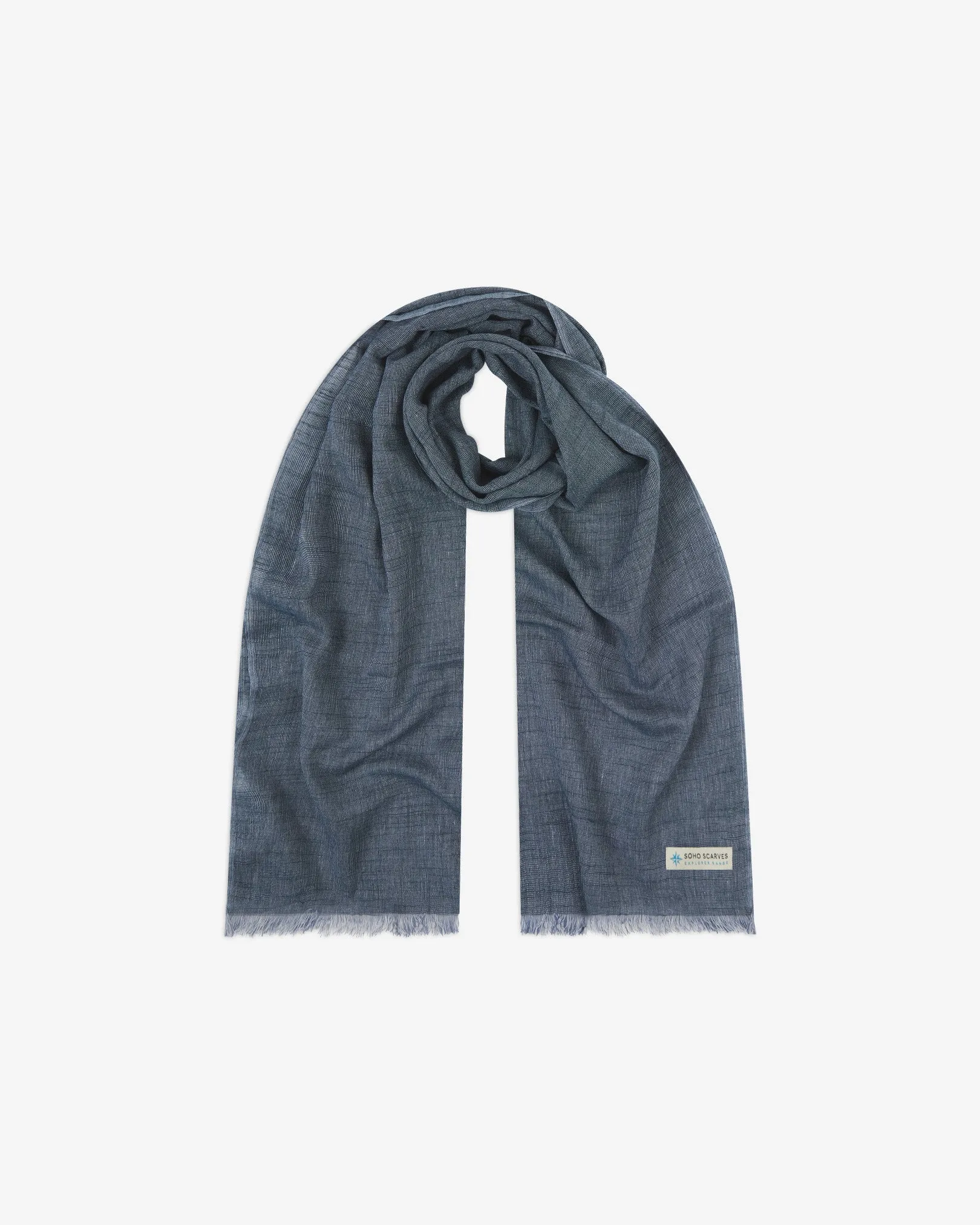 Cotton Scarf in Blue & White - The Sharman