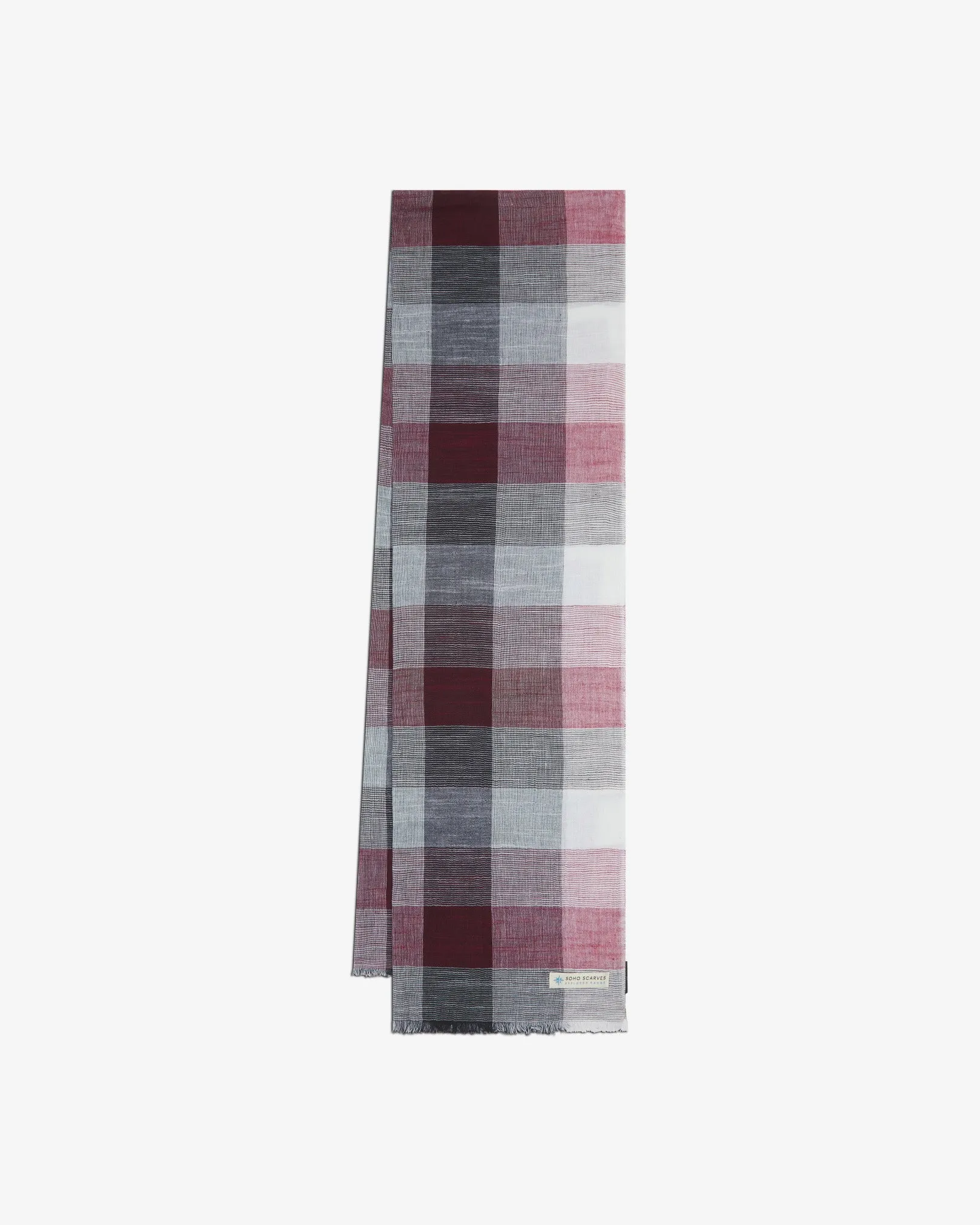 Cotton Scarf in Red & Grey - The Fiennes