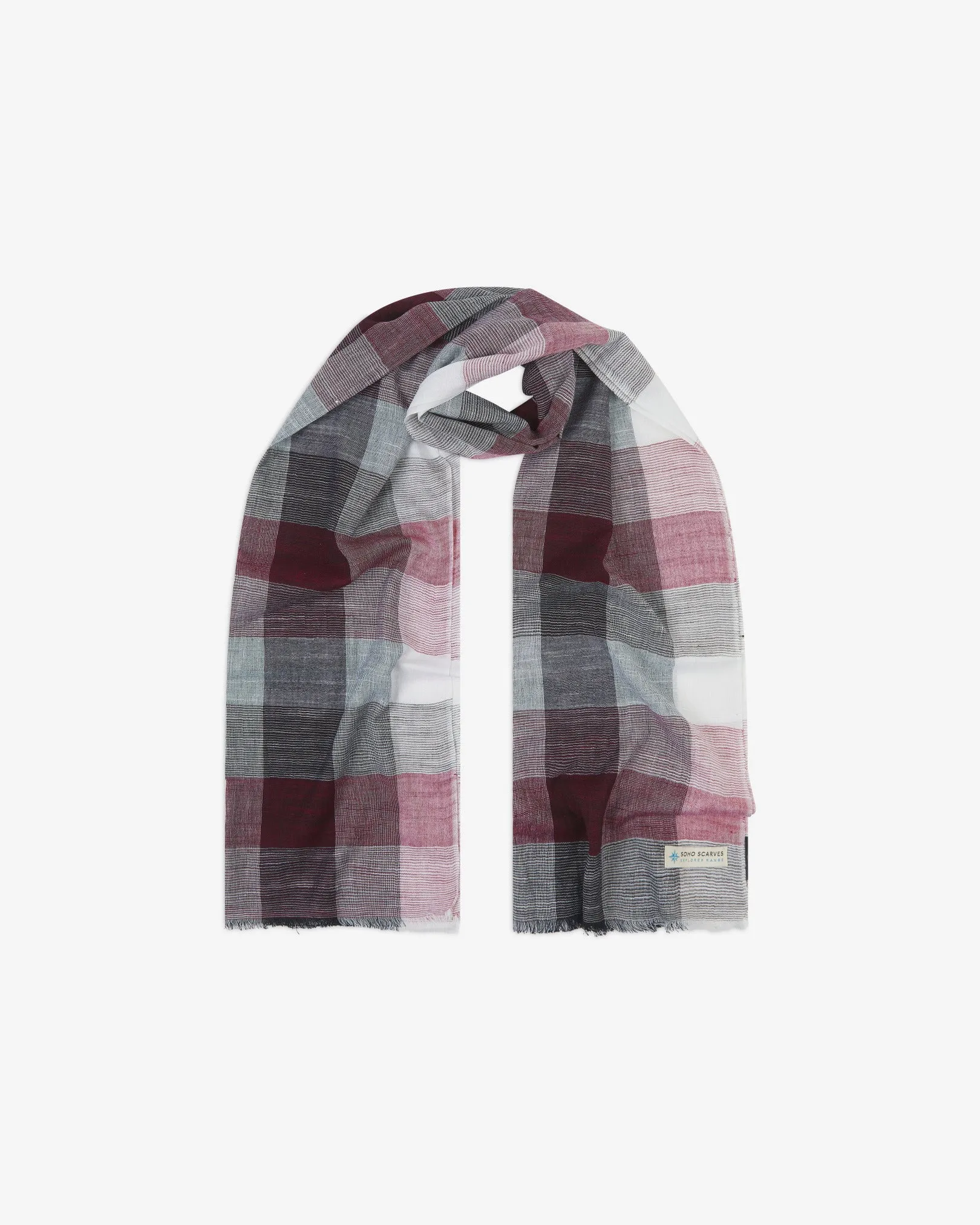 Cotton Scarf in Red & Grey - The Fiennes