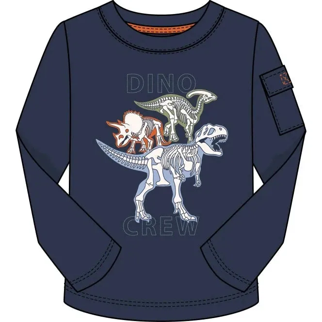 CR Sports Navy Dino Crew Long Sleeve Top