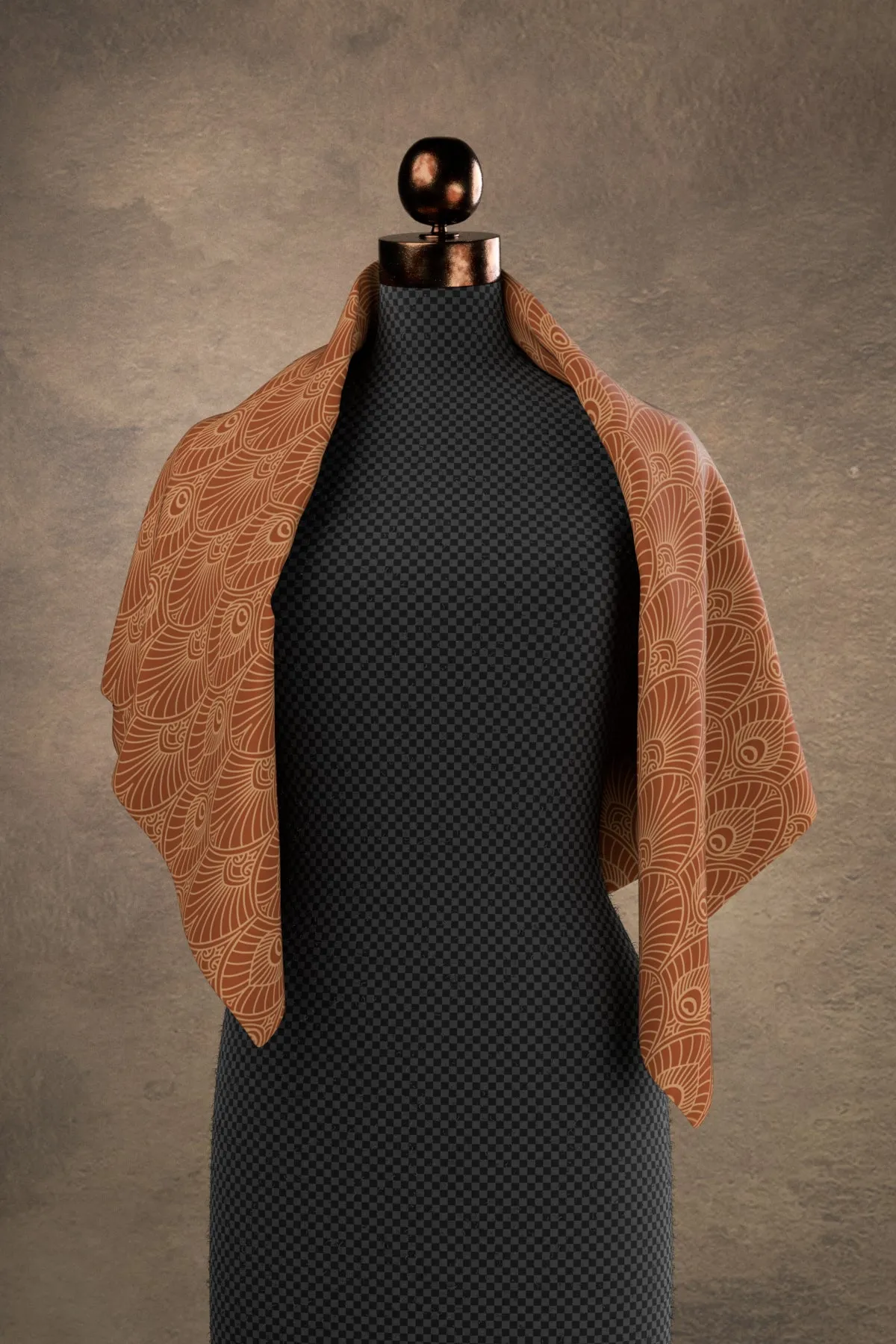 Deco Fans Cinnamon Square Scarf