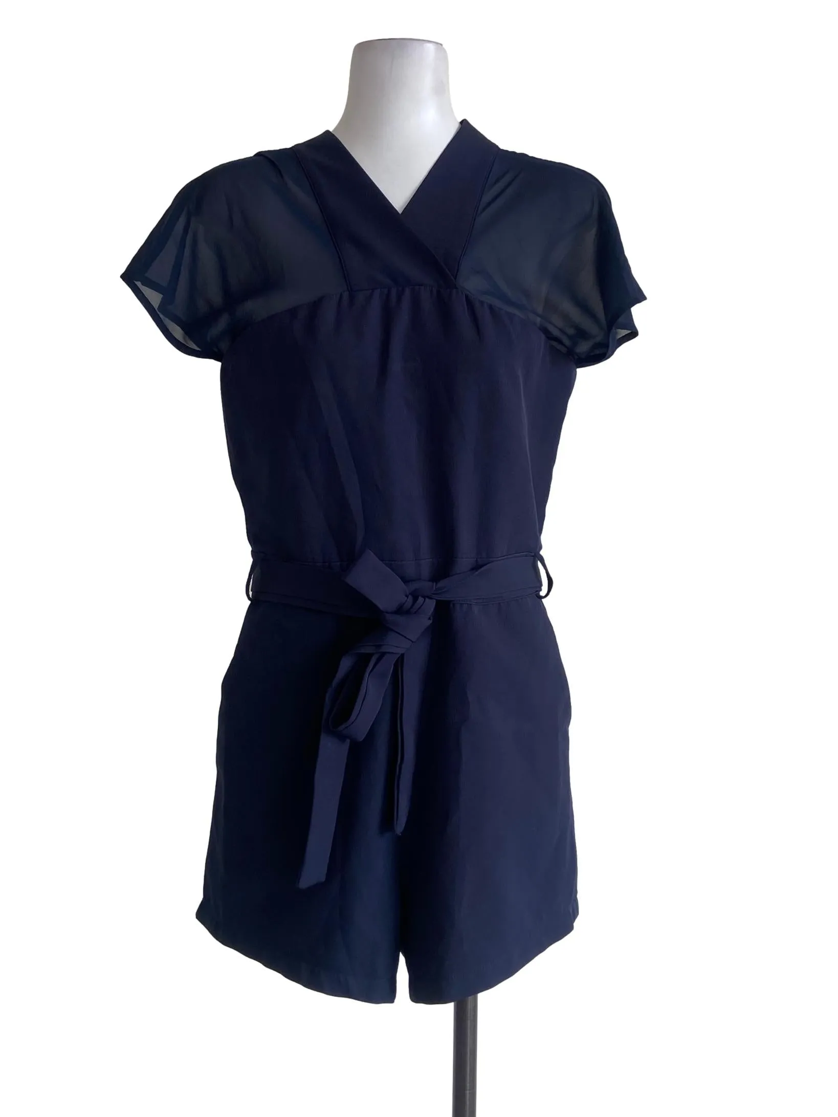 Denim Blue V Neck Shirt Rompers