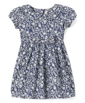 Denim Dress with a neck bow Printed Dress