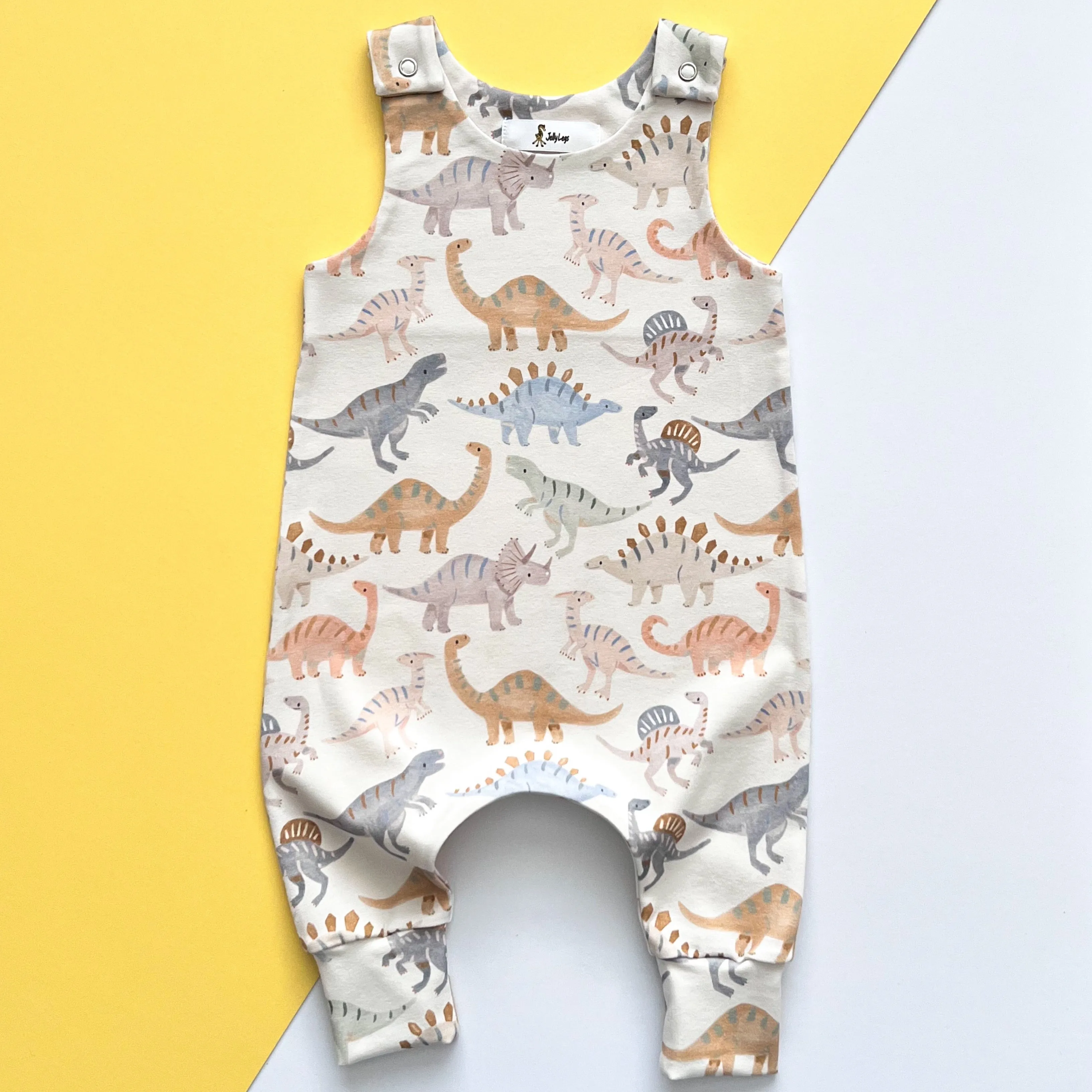 DINOSAUR DUNGAREE ROMPER