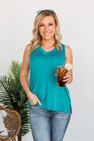 Doesn't Have To Be Goodbye Pocket Tank- Teal