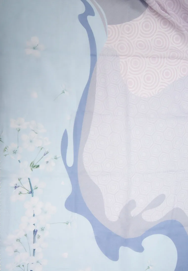 Dusty Blue Printed Scarves