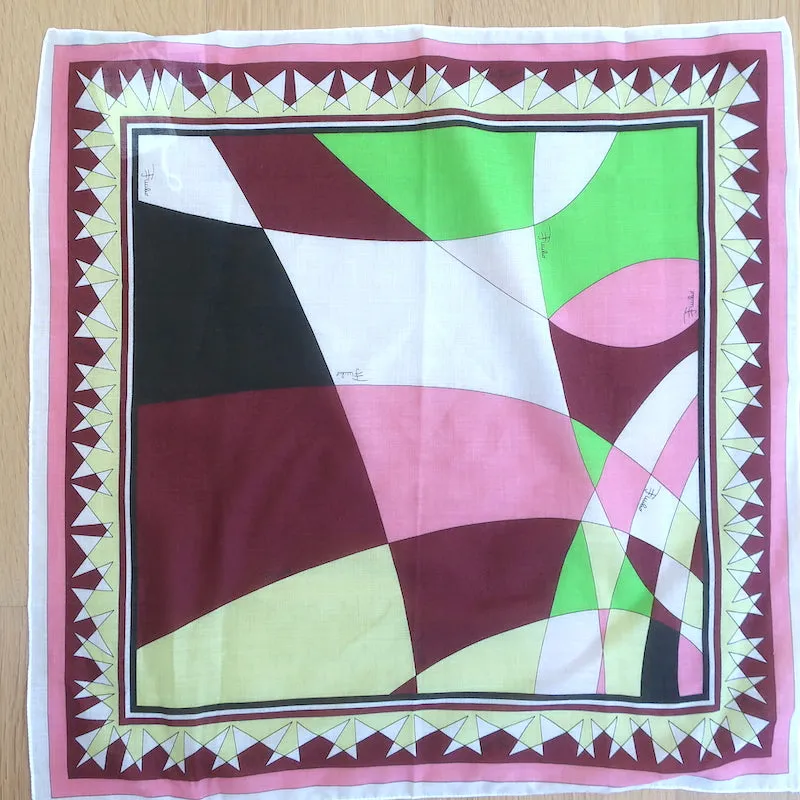 Emilio Pucci Small Square Scarf Multicolor Printed Cotton NEW 16"