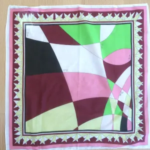 Emilio Pucci Small Square Scarf Multicolor Printed Cotton NEW 16"