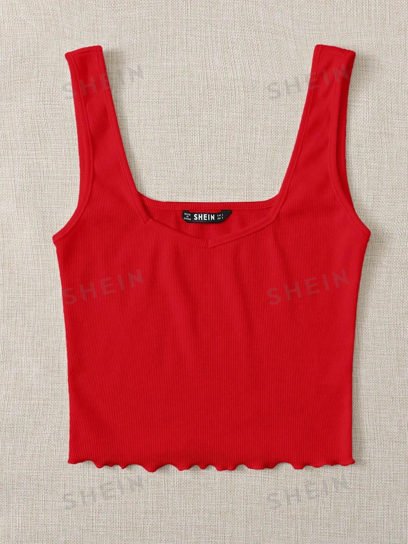 Essnce Women Summer Solid Color Sweetheart Neck Casual Knitted Tank Top