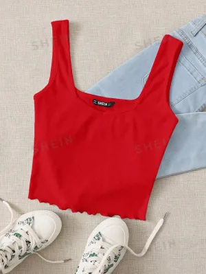 Essnce Women Summer Solid Color Sweetheart Neck Casual Knitted Tank Top