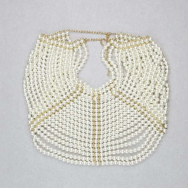 European Multi Layer Pearl Hollow Our Shawl