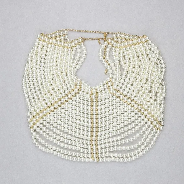 European Multi Layer Pearl Hollow Our Shawl