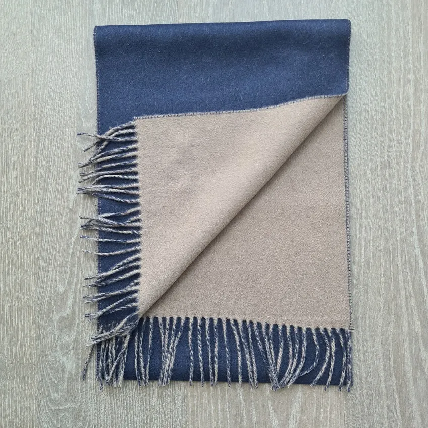EveryYarn Reversible Cashmere Scarf | Navy & Beige