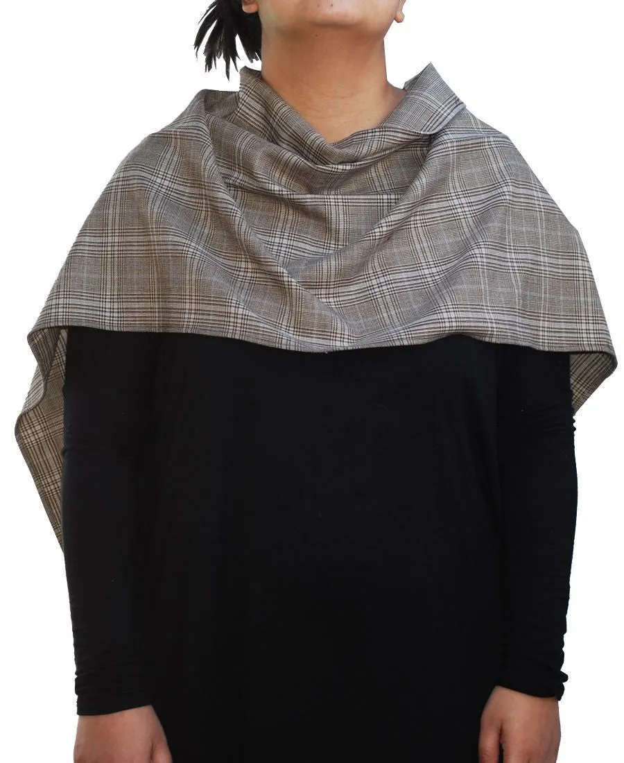 Fashion Scarf Infinity Shawl Elegant Plaid Brown One Size