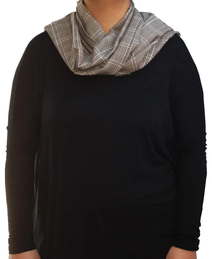 Fashion Scarf Infinity Shawl Elegant Plaid Brown One Size