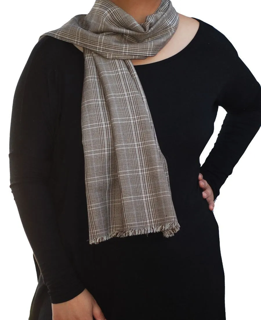Fashion Scarf Infinity Shawl Elegant Plaid Brown One Size